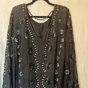 Sparkly Sequined & Beaded Black Top